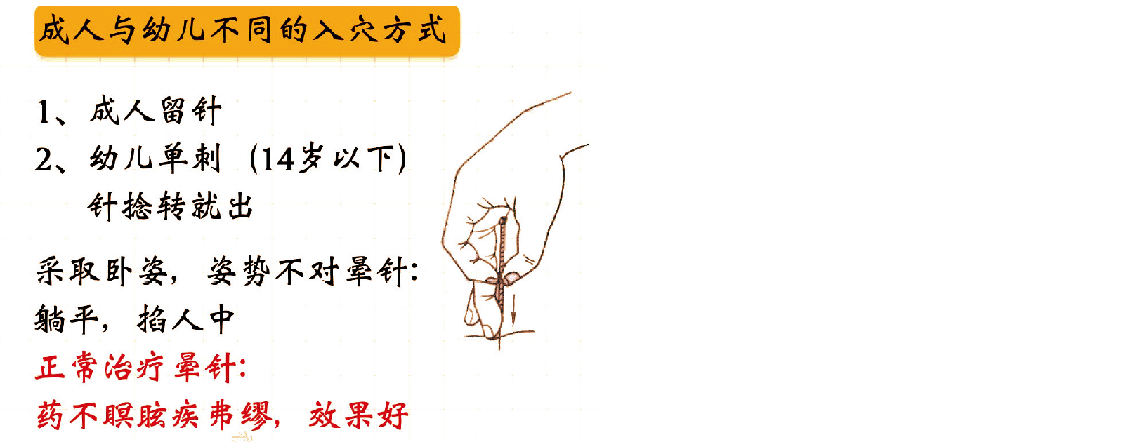 成人与幼儿不同的入穴方式